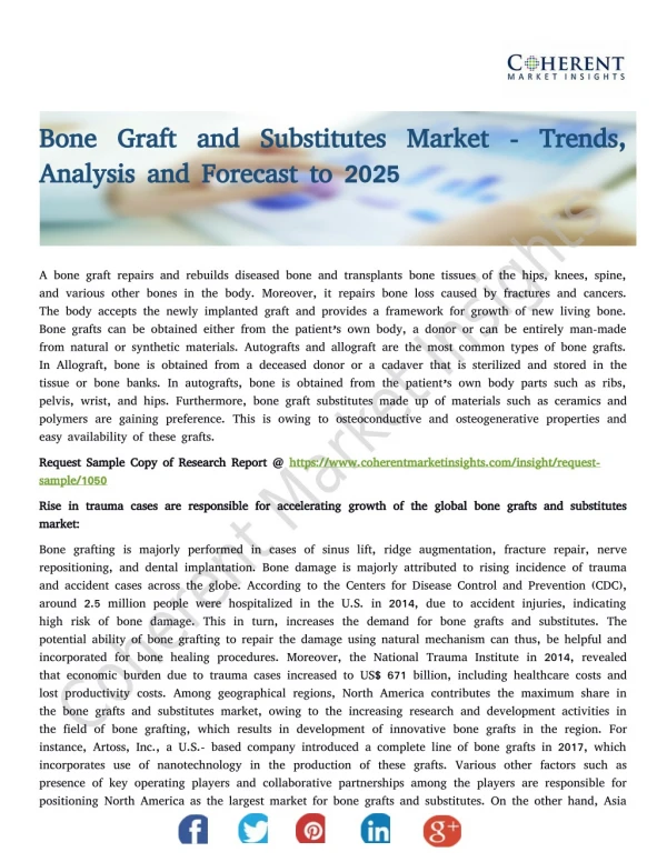 Bone Graft and Substitutes Market - Trends, Analysis and Forecast to 2025