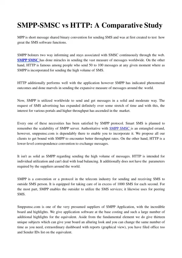 SMPP Panel for Establishing Beneficial Communications
