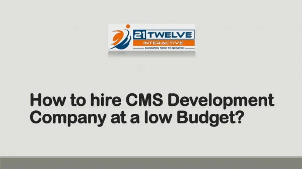 How to hire CMS Development Company at a low Budget?