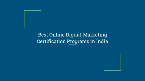 Best Online Digital Marketing Certification Programs in India