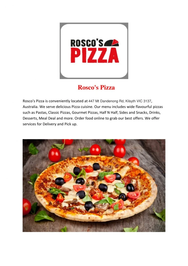 Rosco's Pizza-Kilsyth - Order Food Online