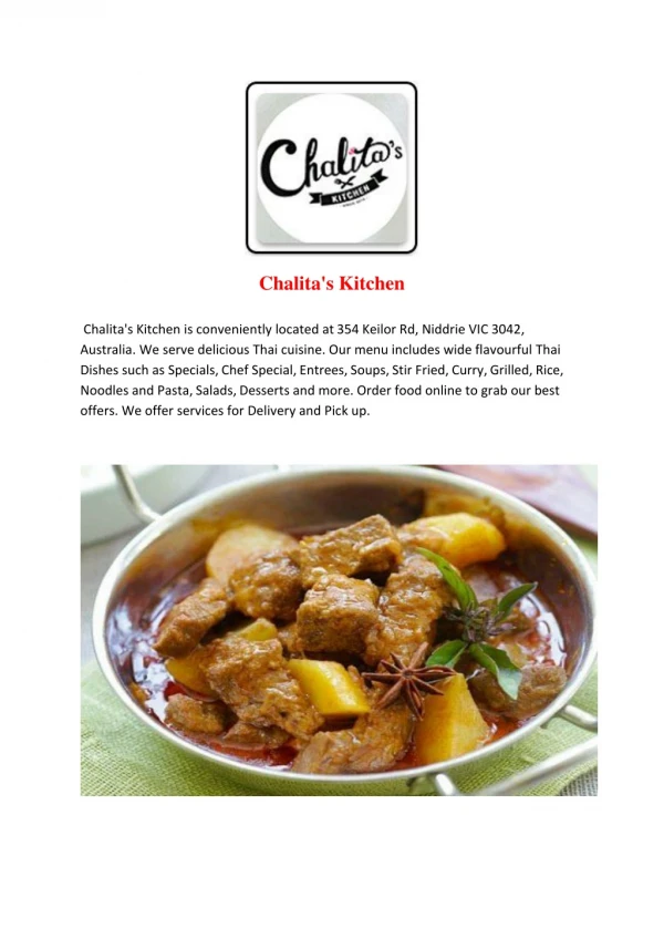 Chalita's Kitchen-Niddrie - Order Food Online