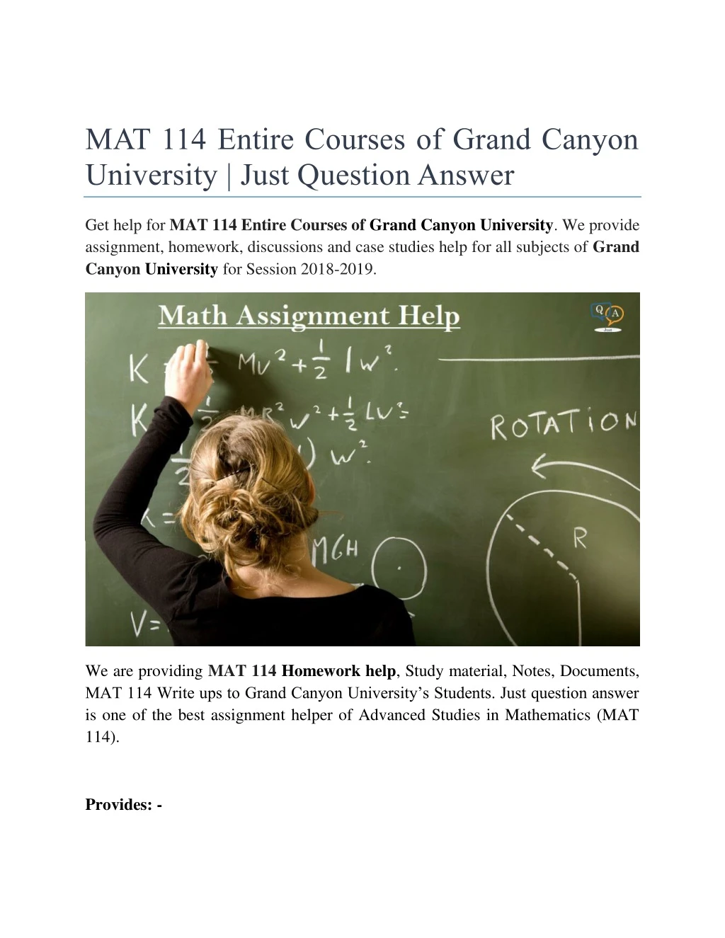 mat 114 entire courses of grand canyon university