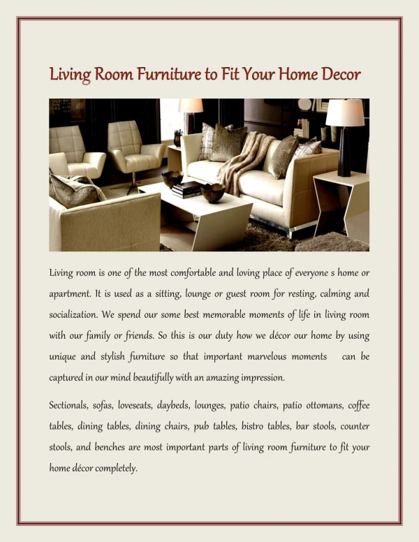 Living Room Furniture to Fit Your Home Decor