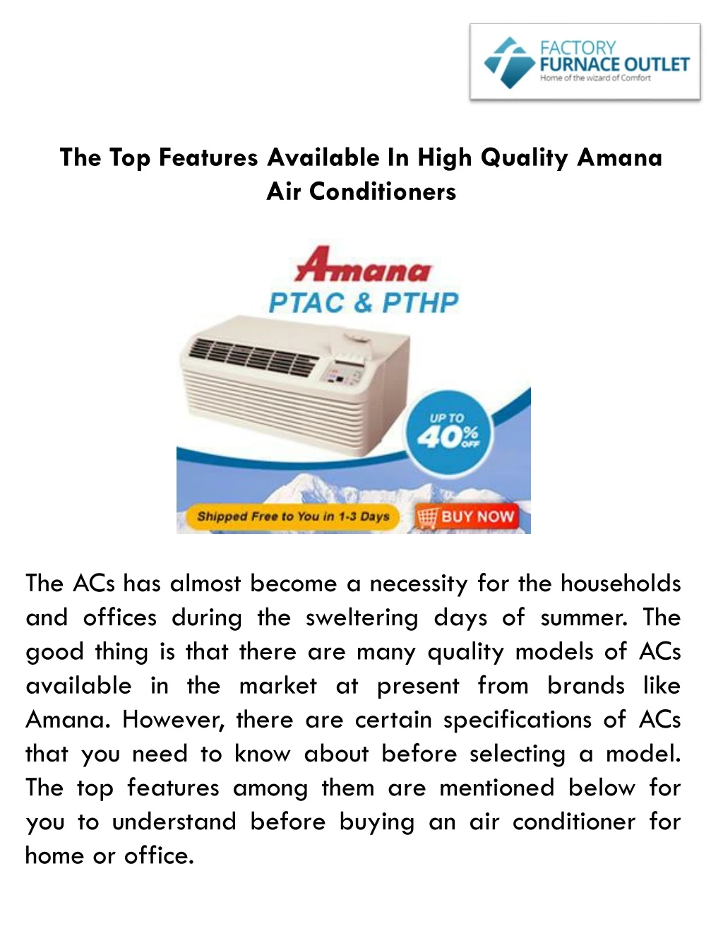 the top features available in high quality amana