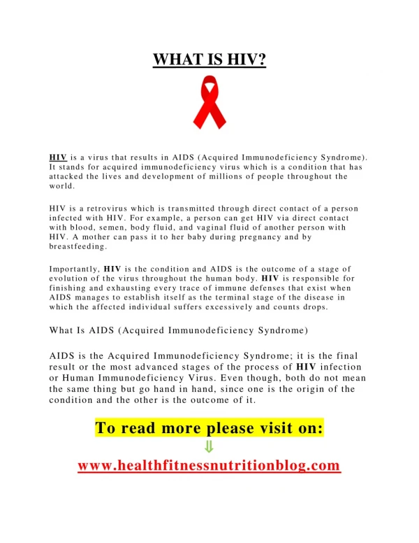 WHAT IS HIV?