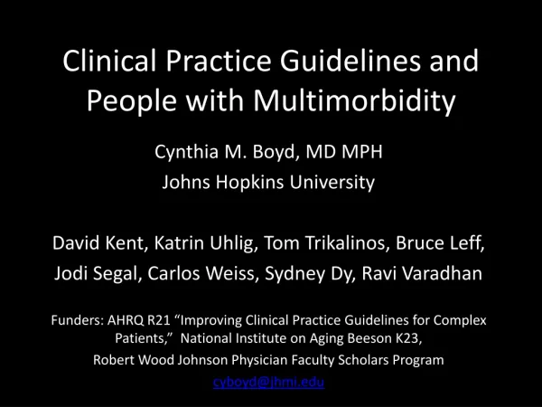 Clinical Practice Guidelines and People with Multimorbidity