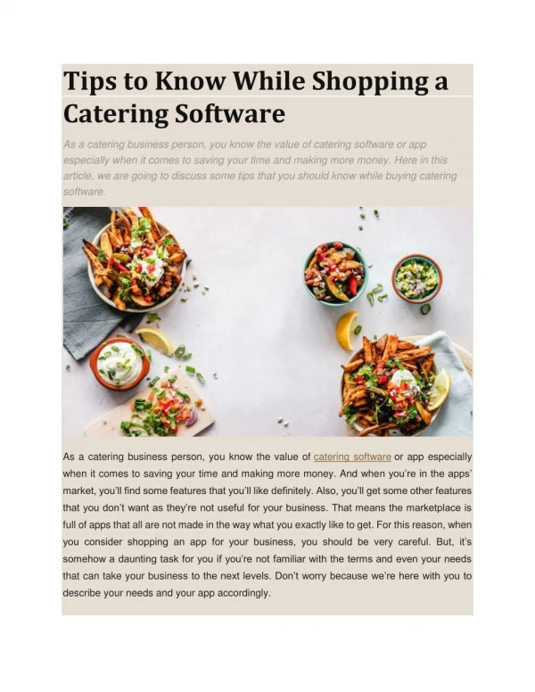 Catering software