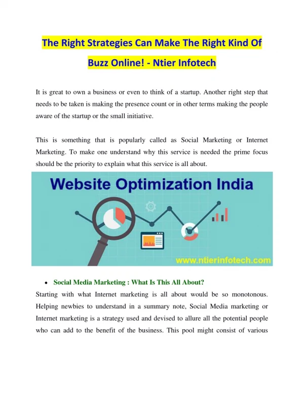 The Right Strategies Can Make The Right Kind Of Buzz Online! - Ntier Infotech