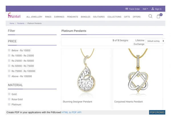 Buy Platinum Pendant Online - Pendant design
