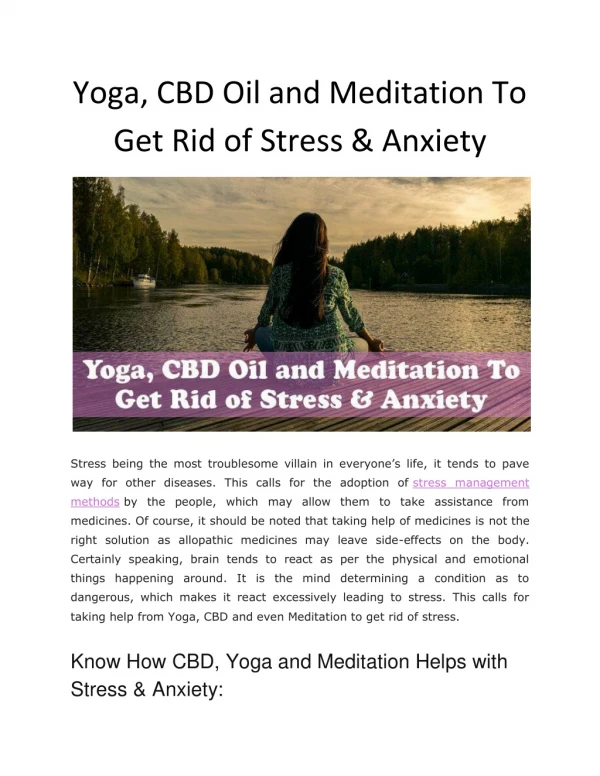 Yoga, CBD Oil and Meditation To Get Rid of Stress & Anxiety - Health & Fitness Magazine