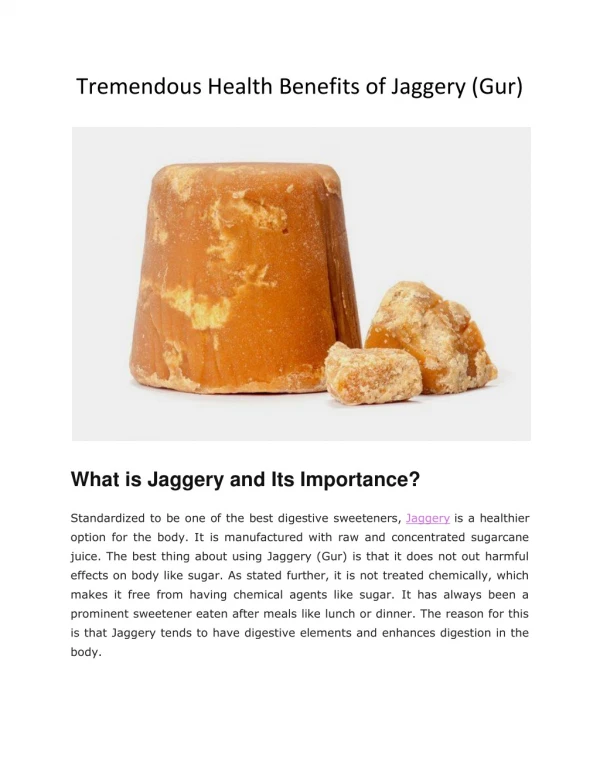 Tremendous Health Benefits of Jaggery (Gur) - Health & Fitness Magazine