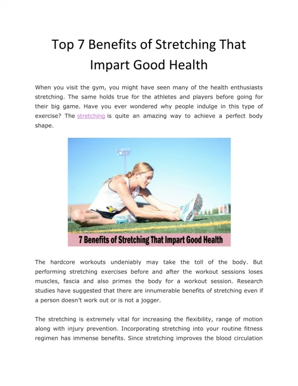 Top 7 Benefits of Stretching That Impart Good Health - Health & Fitness Magazine