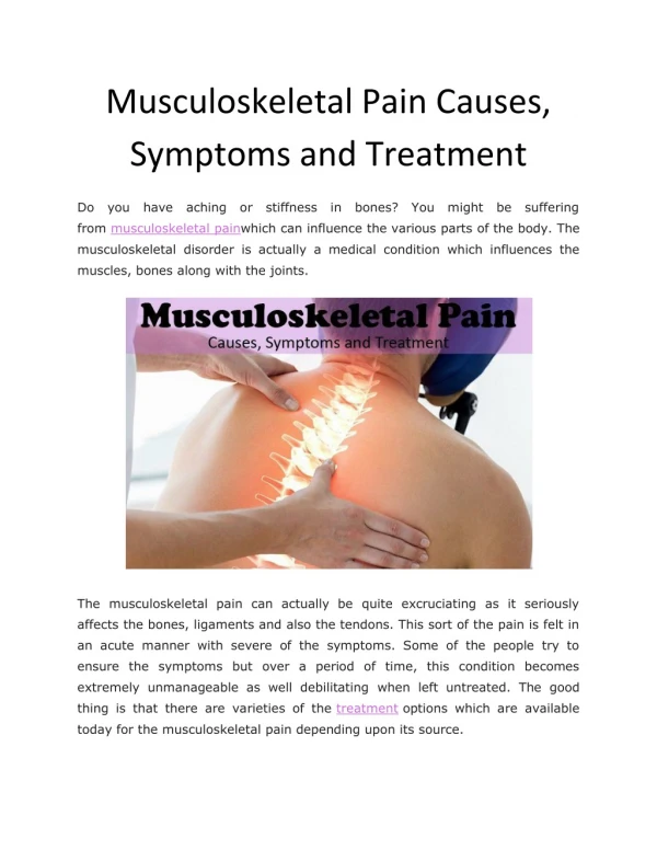 Musculoskeletal Pain Causes, Symptoms and Treatment - Health & Fitness Magazine