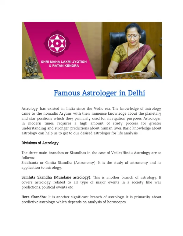 Famous Astrologer in Delhi