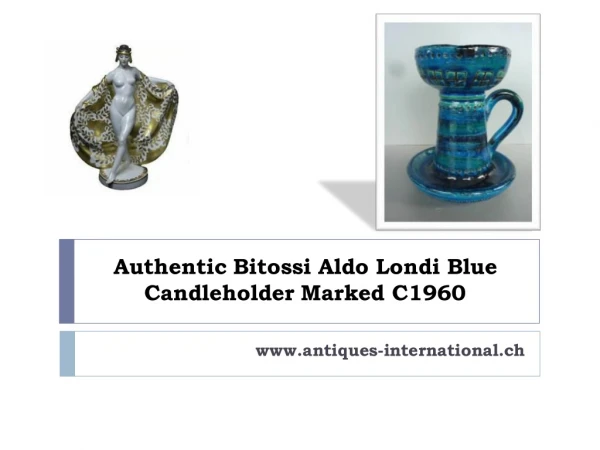 Authentic Bitossi Aldo Londi Blue Candleholder Marked C1960