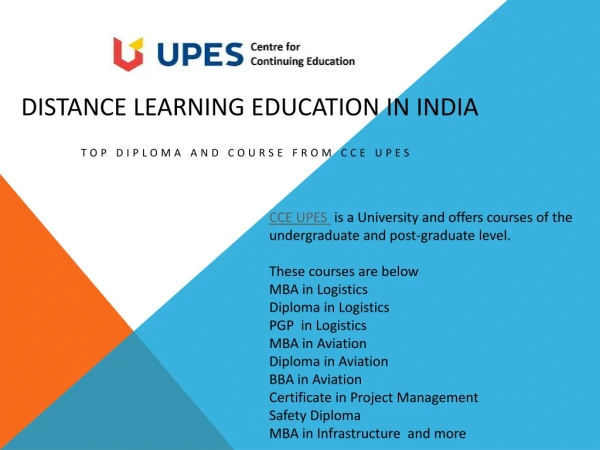 Distance Learning Programs from CCE UPES