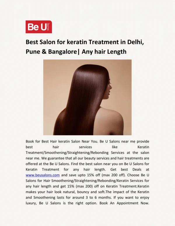 Best Salon for keratin Treatment in Delhi, Pune & Bangalore| Any hair Length