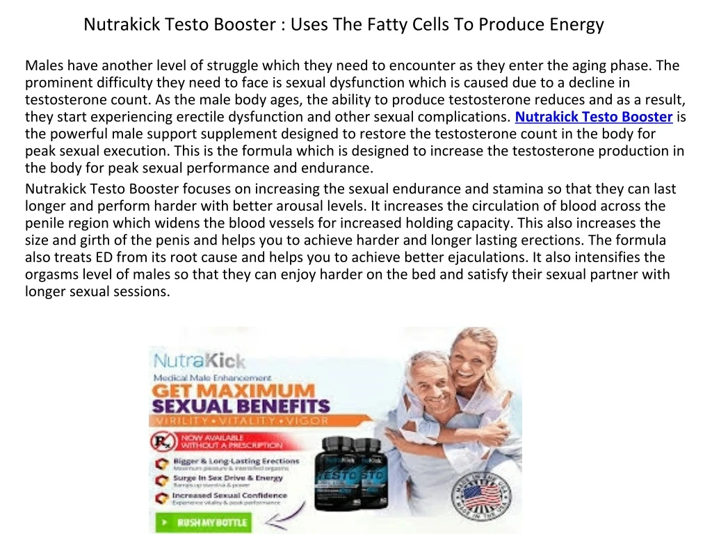 nutrakick testo booster uses the fatty cells
