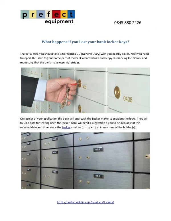 What happens if you Lost your bank locker keys