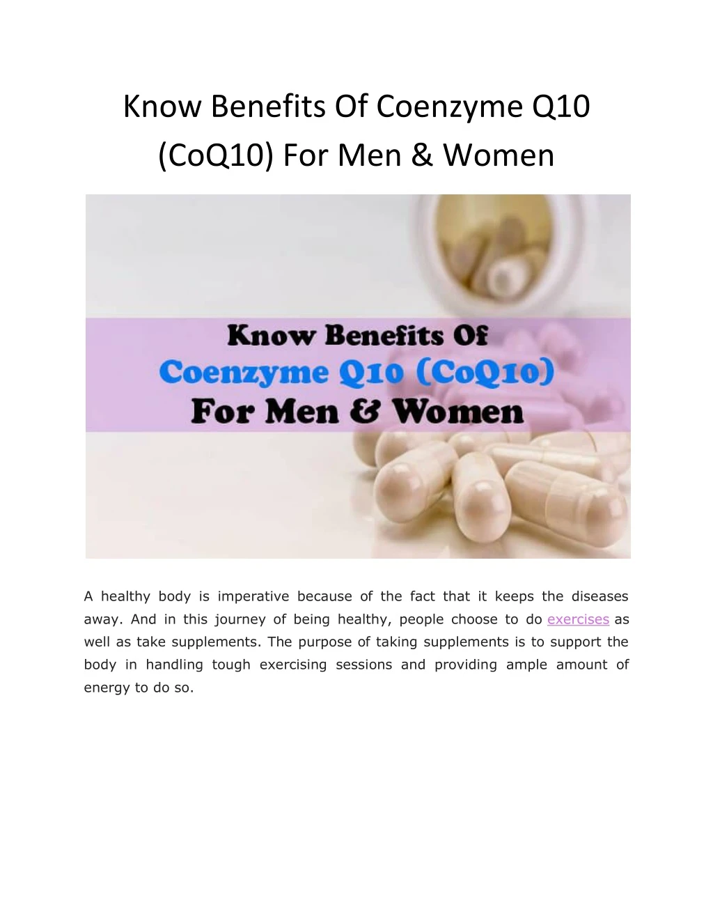 know benefits of coenzyme q10 coq10 for men women