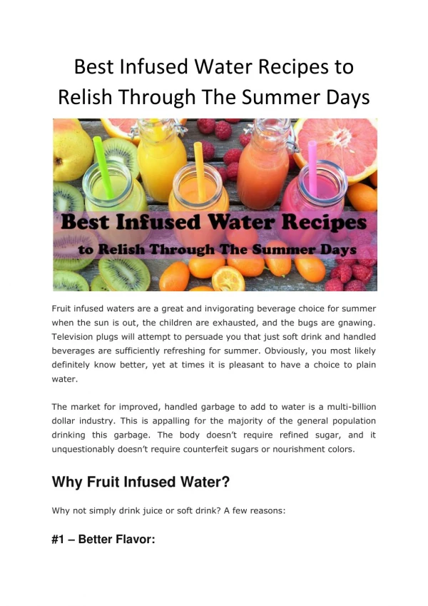 Best Infused Water Recipes to Relish Through The Summer Days
