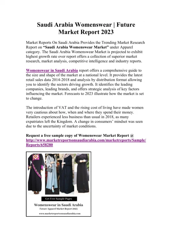 Saudi Arabia Womenswear (2018-2023) | Latest Market Report