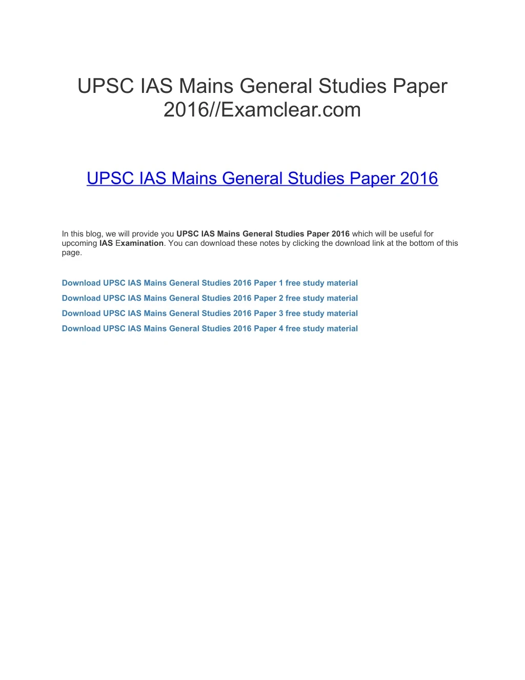upsc ias mains general studies paper 2016