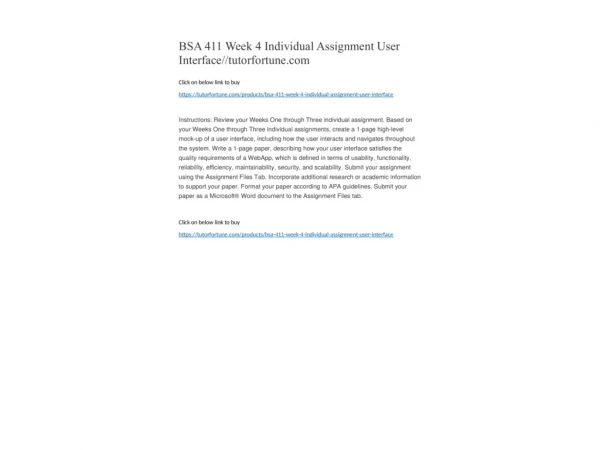 BSA 411 Week 4 Individual Assignment User Interface//tutorfortune.com