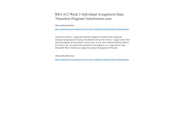 BSA 412 Week 5 Individual Assignment State Transition Diagram//tutorfortune.com
