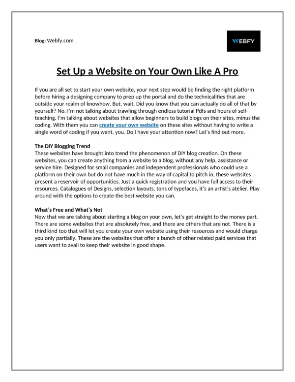 Set Up a Website on Your Own Like a Pro
