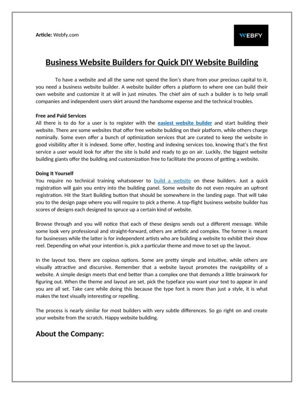 Business Website Builders for Quick DIY Website Building