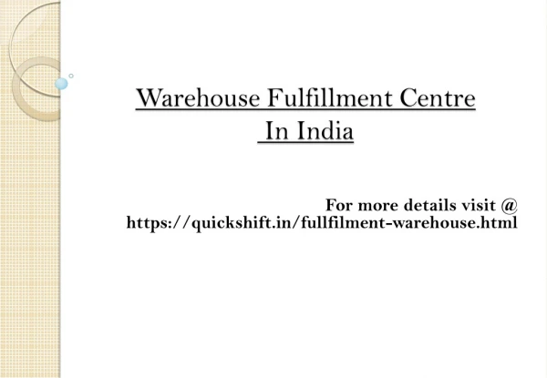ADVANTAGES OF A CENTRALIZED WAREHOUSE