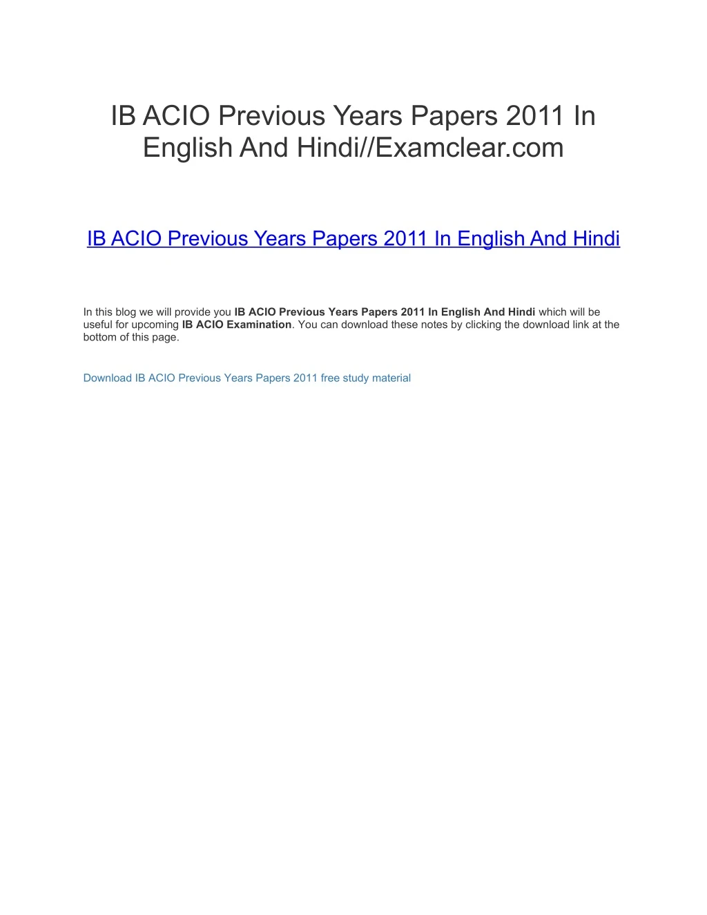 ib acio previous years papers 2011 in english