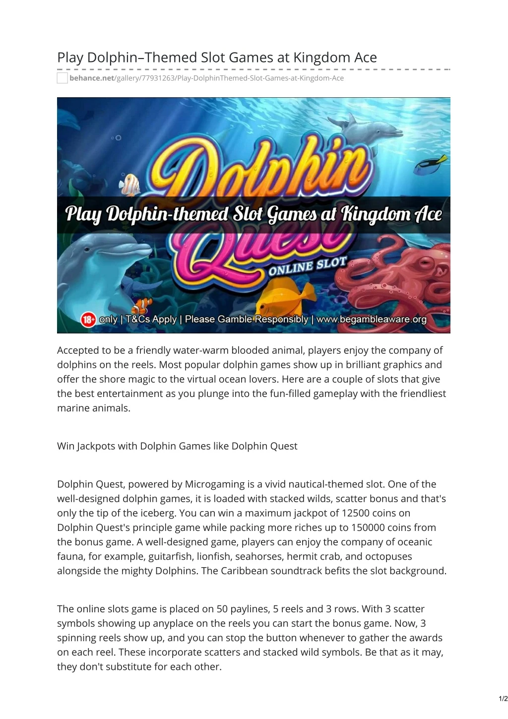 play dolphin themed slot games at kingdom ace