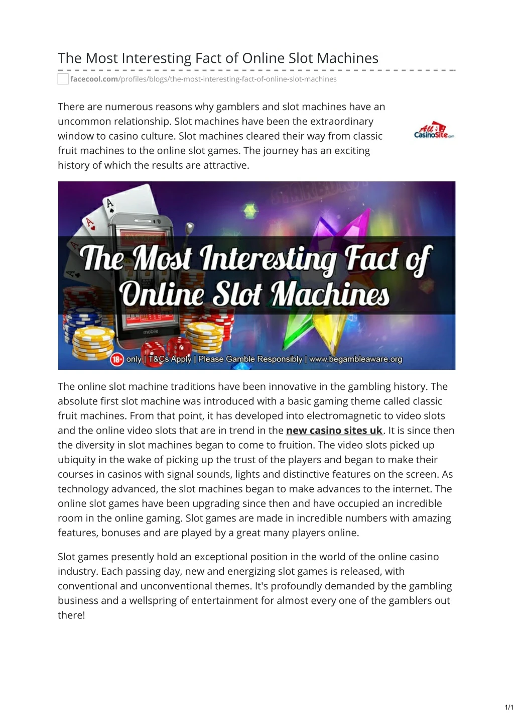 the most interesting fact of online slot machines