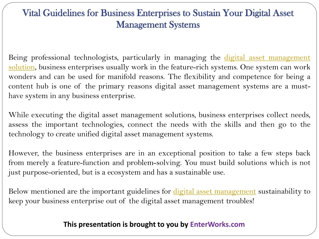 vital guidelines for business enterprises