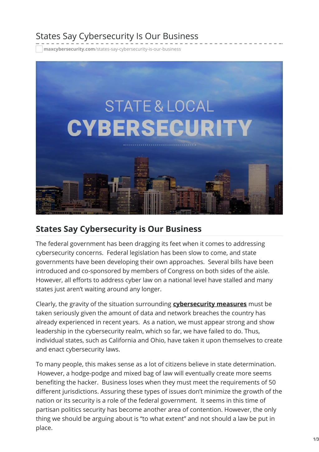 states say cybersecurity is our business