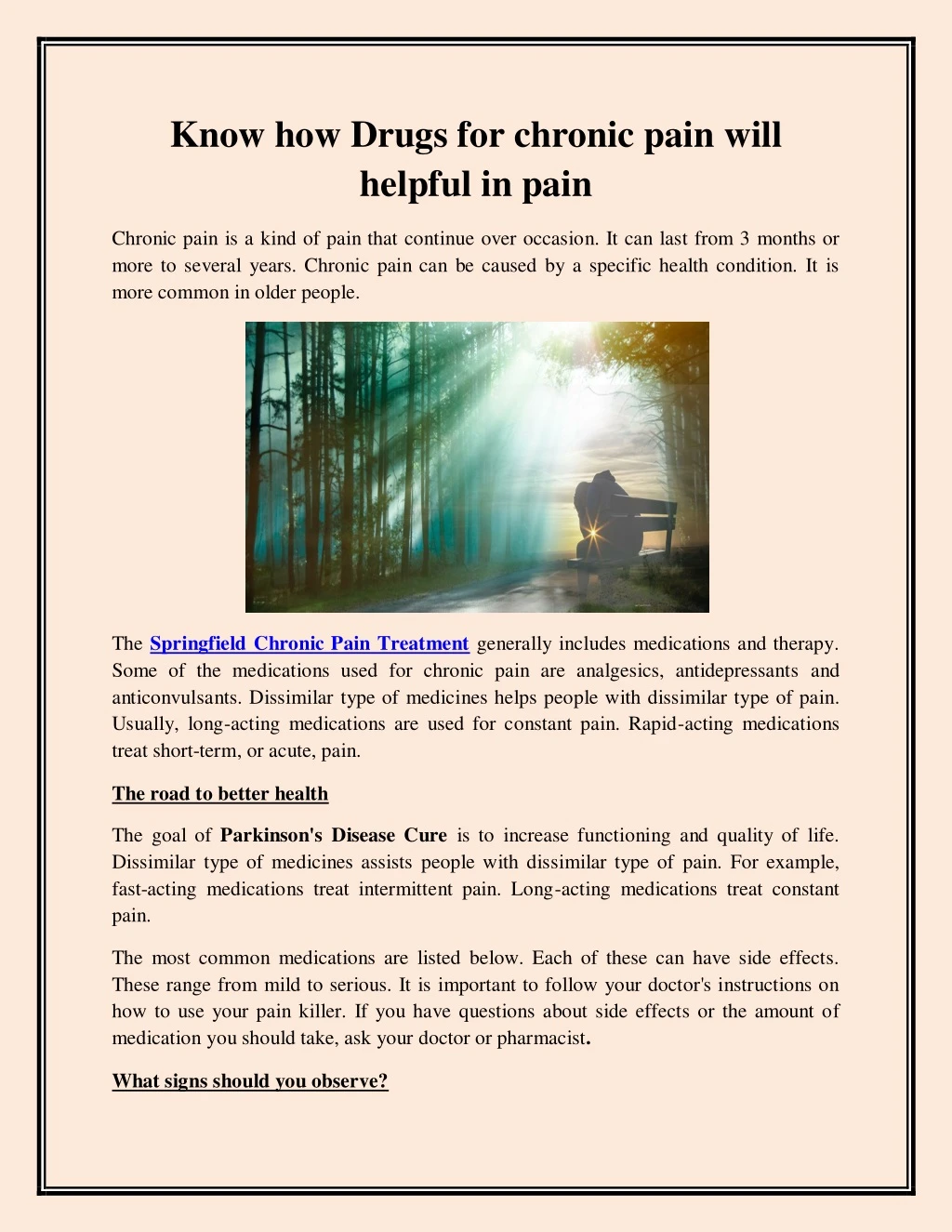 know how drugs for chronic pain will helpful