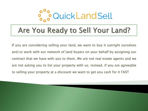 Are you want to sell your land quickly in USA? - QuickLandSell