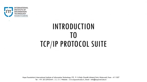 Introduction To TCP/IP Protocol Suite - Electronics and Telecommunication Engineering