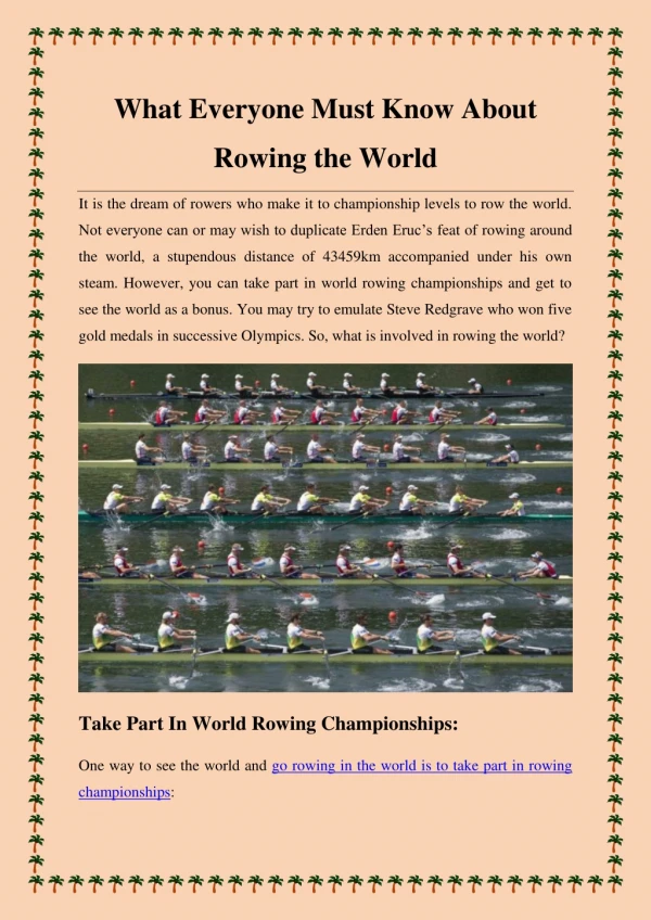 What Everyone Must Know About Rowing the World