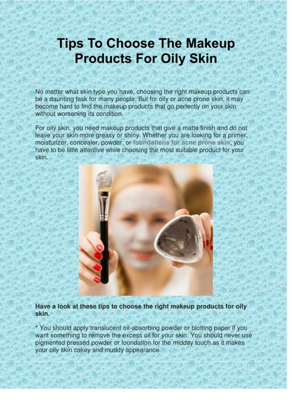 Tips To Choose The Makeup Products For Oily Skin