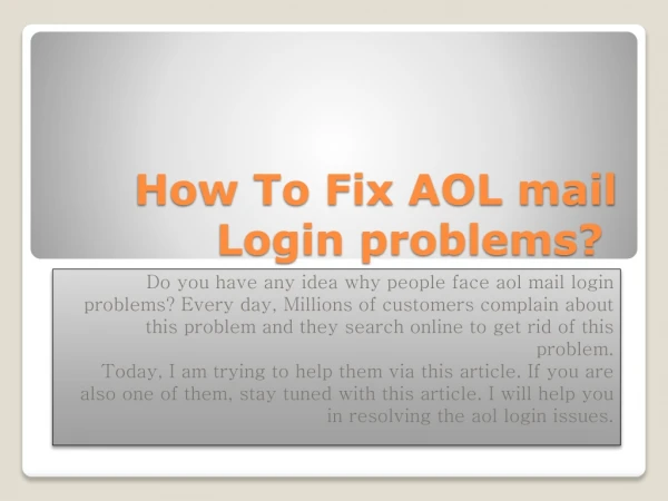 troubleshoot aol mail sign in problem