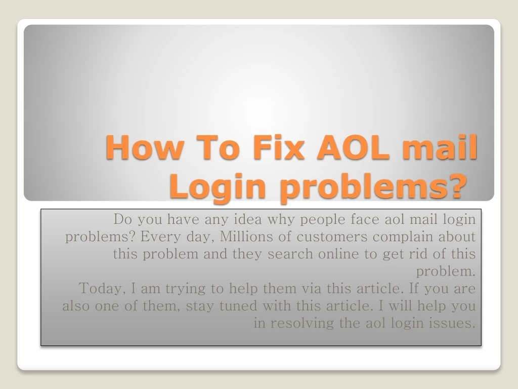 how to fix aol mail login problems