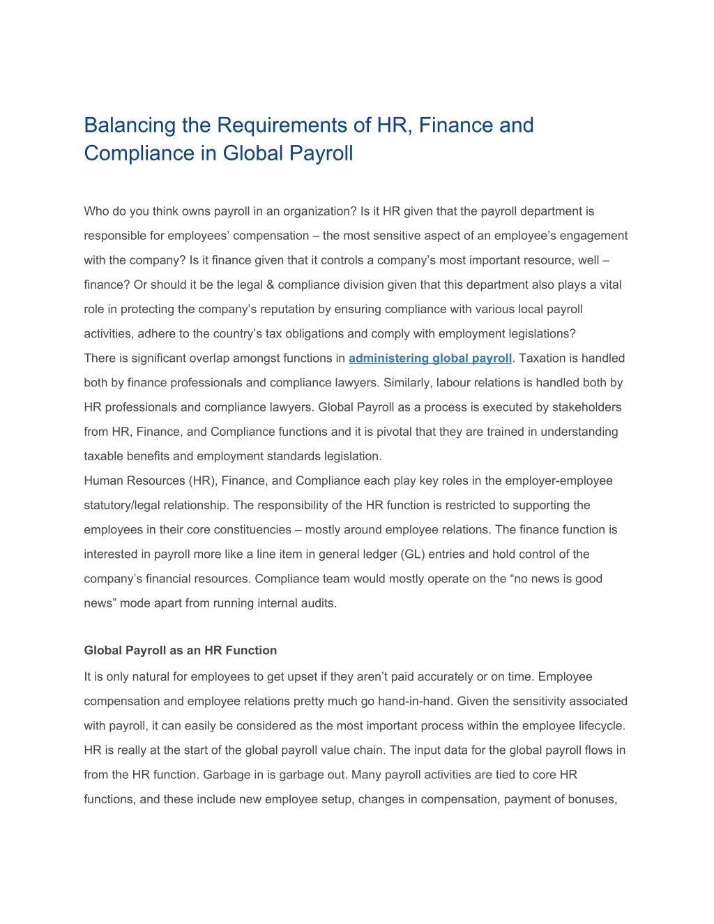 balancing the requirements of hr finance