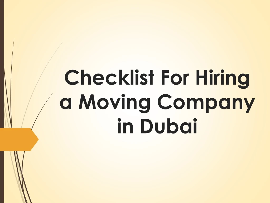 checklist for hiring a moving company in dubai