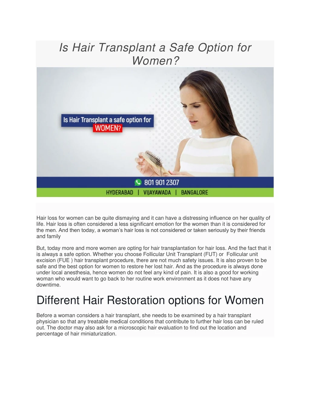 is hair transplant a safe option for women
