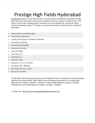 PPT - Prestige High Fields Hyderabad PowerPoint Presentation, free