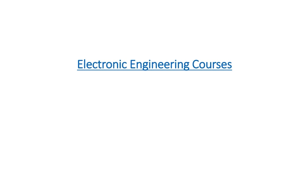 electronic engineering courses